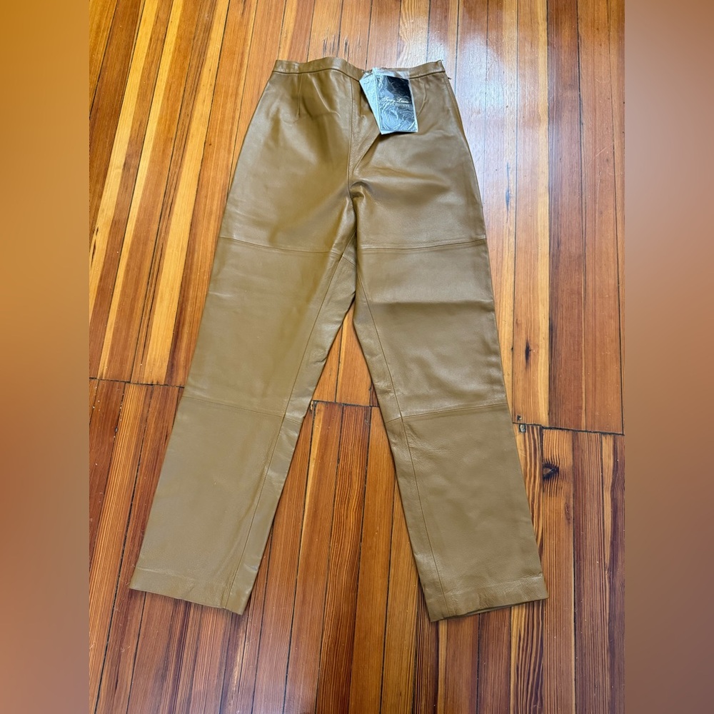 VTG Terry Lewis Classic Luxuries 100% Leather Brown Trouser Size 12 - Picture 3 of 10